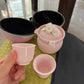 粉红雕花茶具 Pink Tea Set