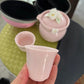 粉红雕花茶具 Pink Tea Set