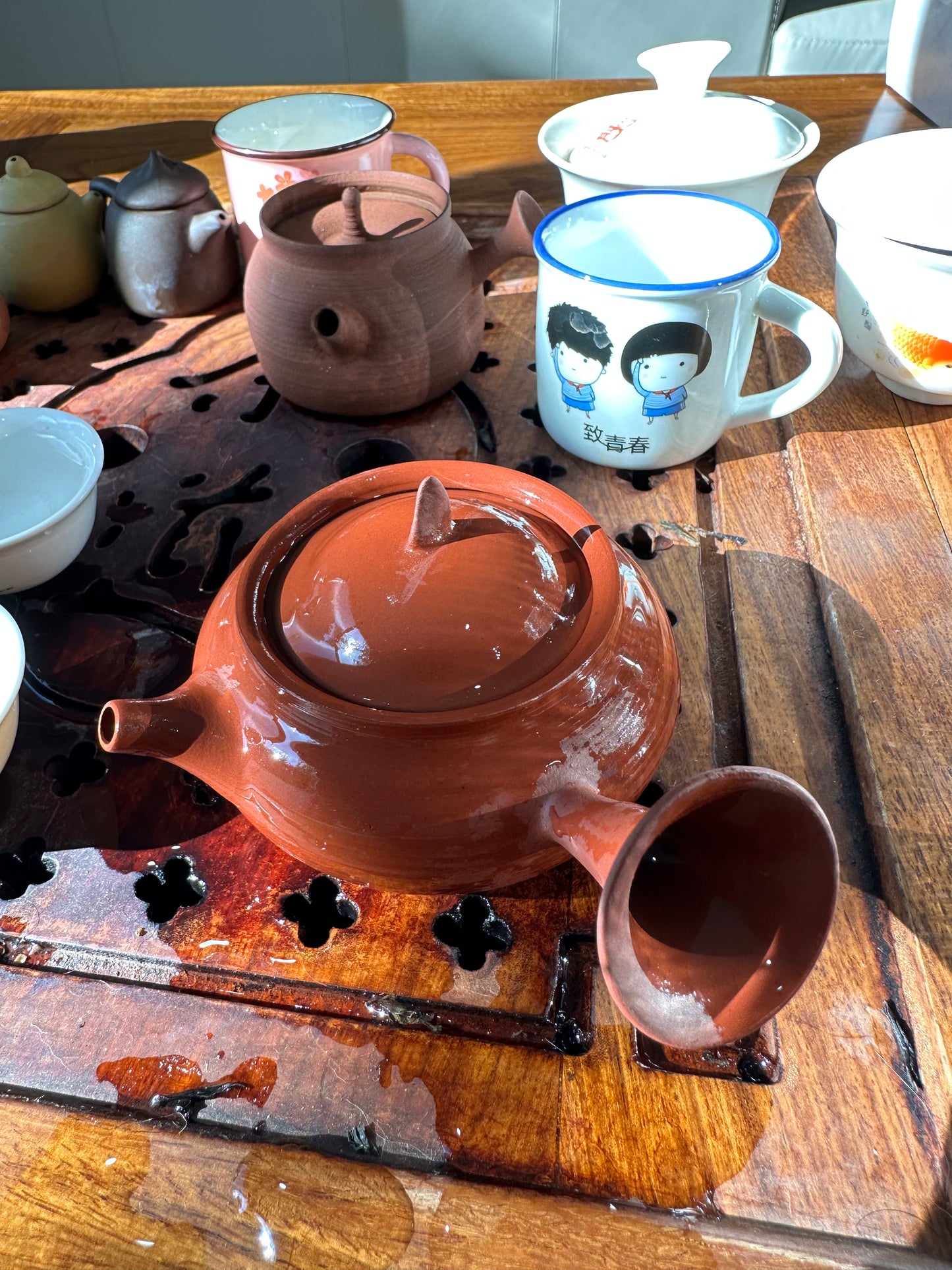 潮州手拉朱泥壶 章永城作品 Chaozhou hand-made red clay tea pot, 120ml 茶壶